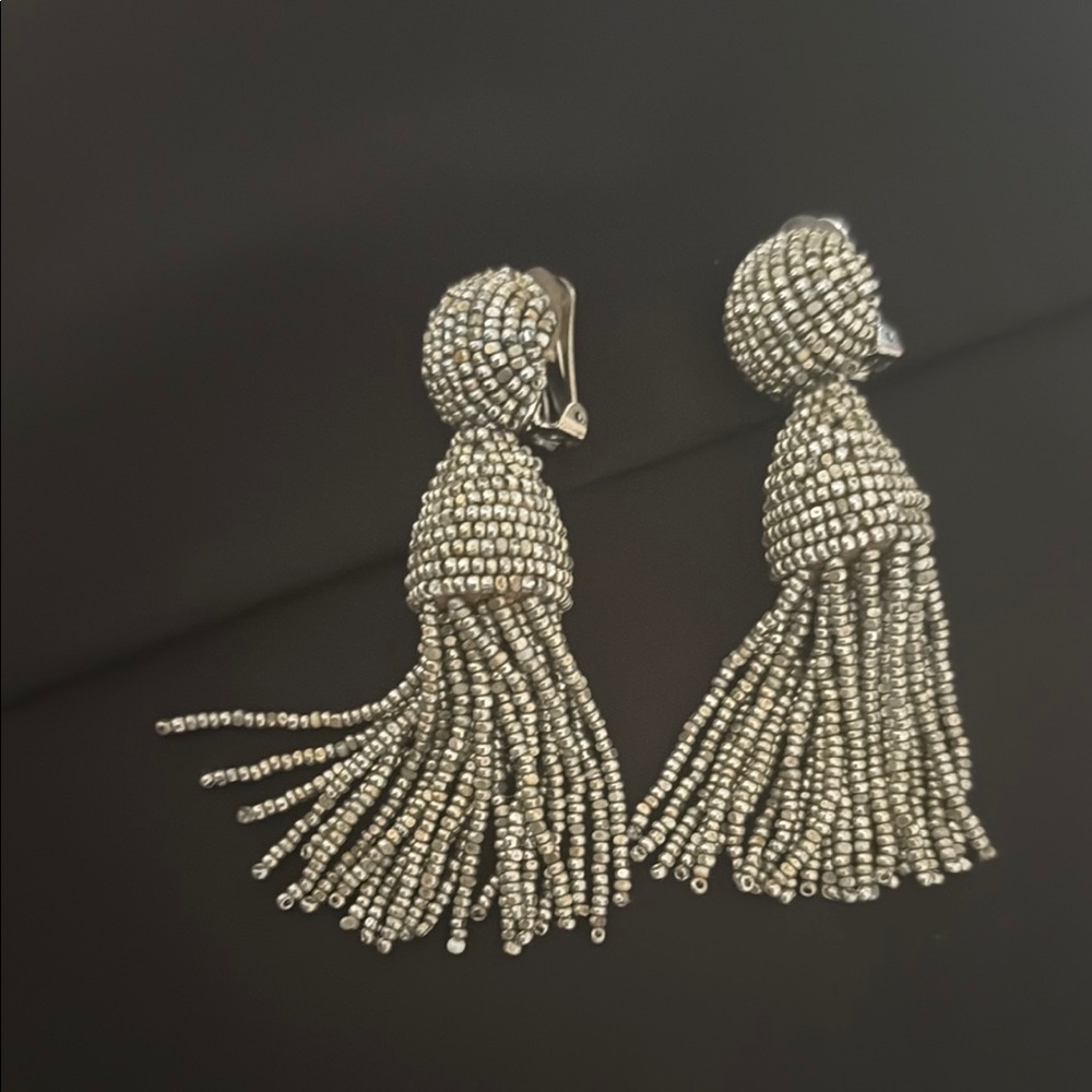Oscar de la Renta Silver Tassel Earrings